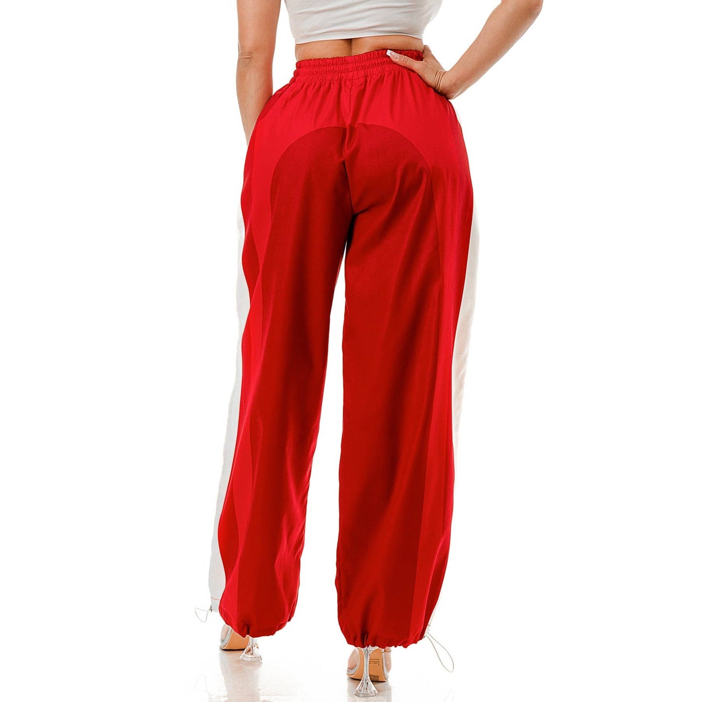 Plus Drawstring Elastic Waist Windbreaker Pants