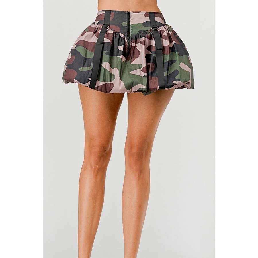 Plus Front Zipper Bubble Mini Taffeta Skirt