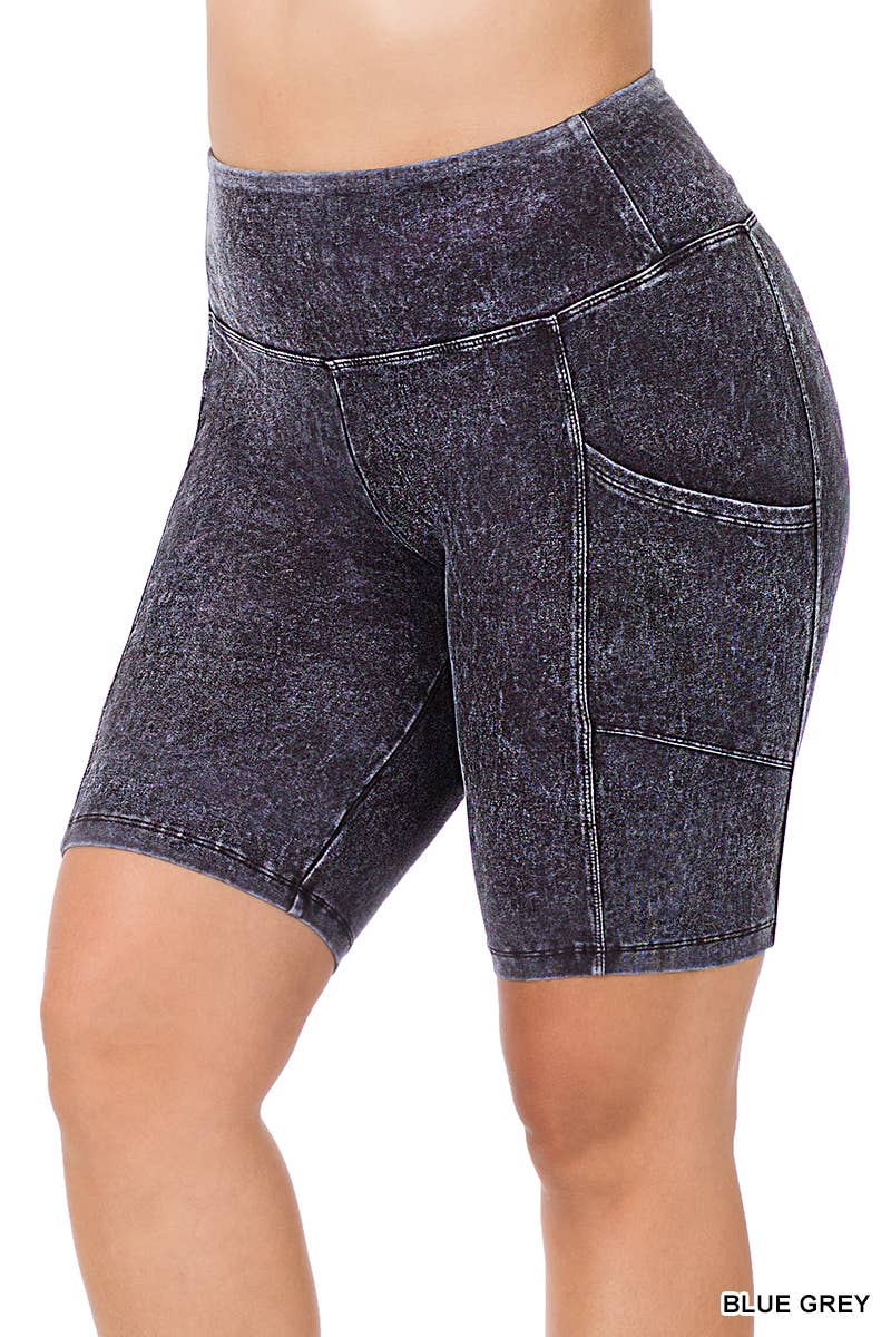 ._ SI-22150 PLUS SIZE MINERAL WASH WIDE WAISTBAND POCKET LEGGINGS