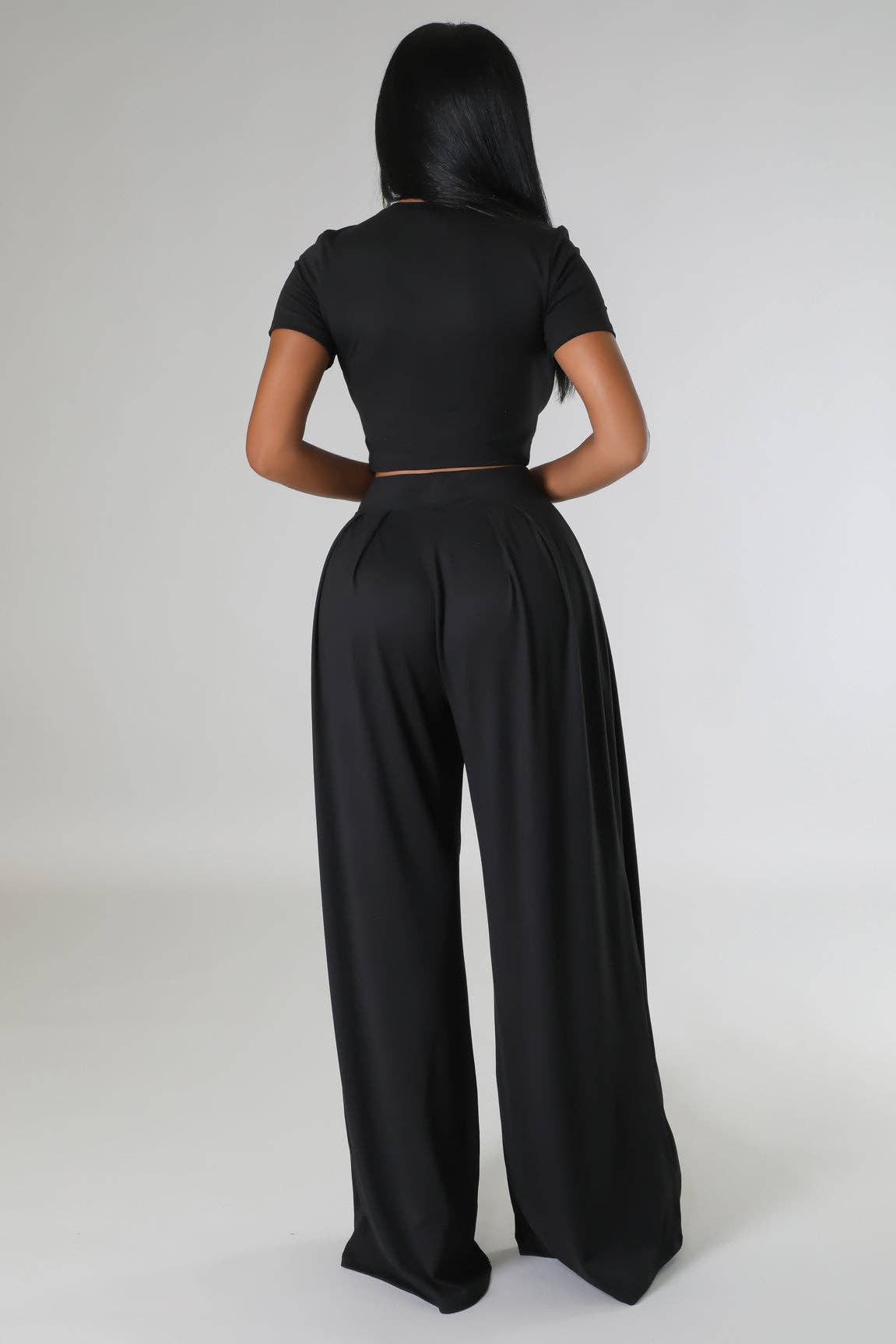 CROPPED TOP AND WIDE LEG PANTS SET