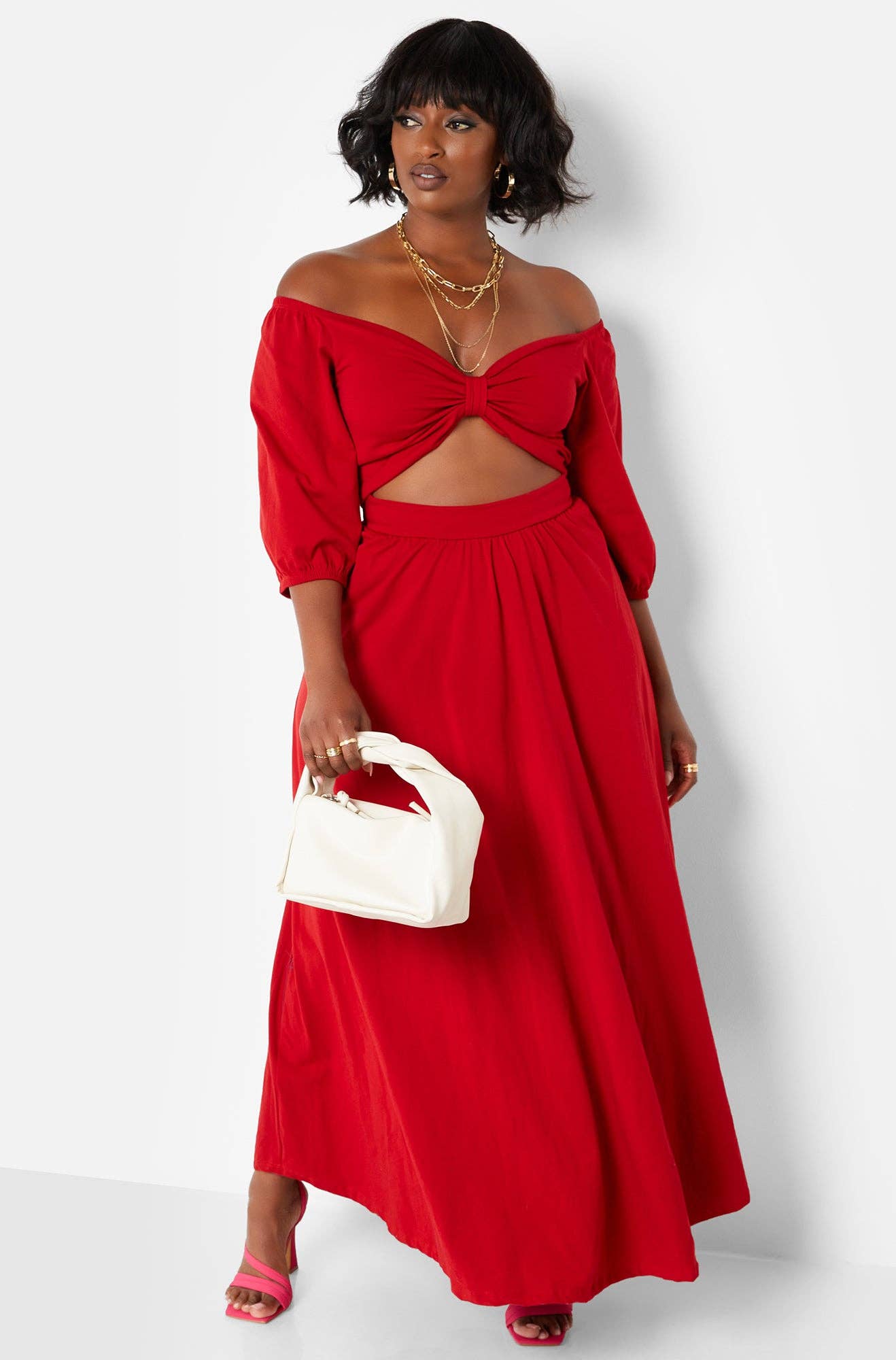 Want It All Twist Front Cut Out Maxi A Line Dress