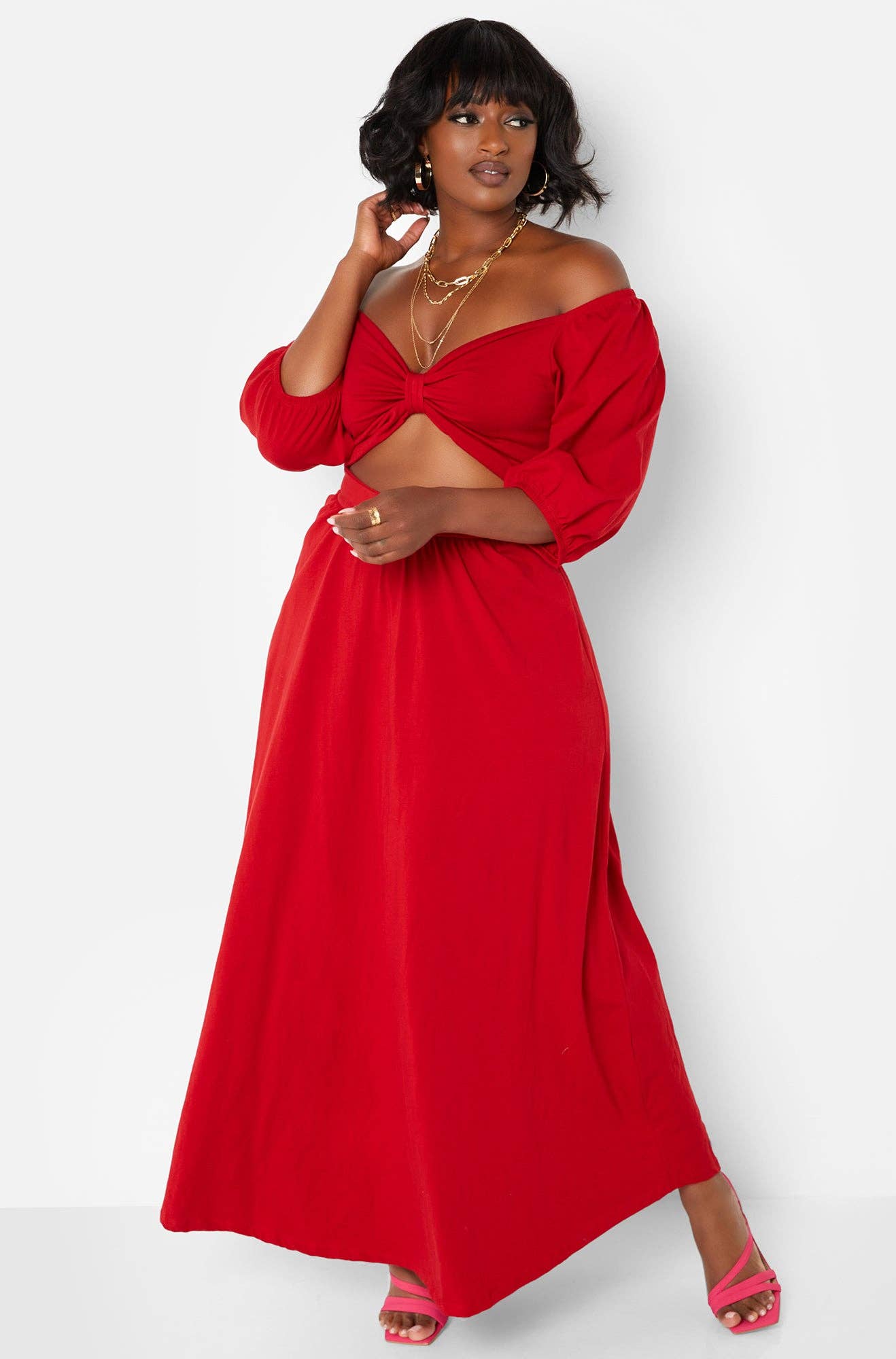 Want It All Twist Front Cut Out Maxi A Line Dress