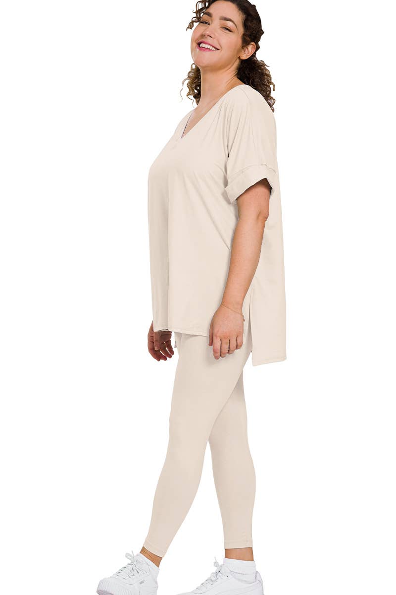 ",,..Plus Microfiber Lounge Wear 2 Pc Set