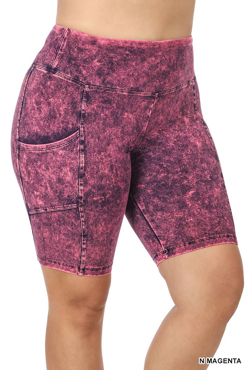 ._ SI-22150 PLUS SIZE MINERAL WASH WIDE WAISTBAND POCKET LEGGINGS