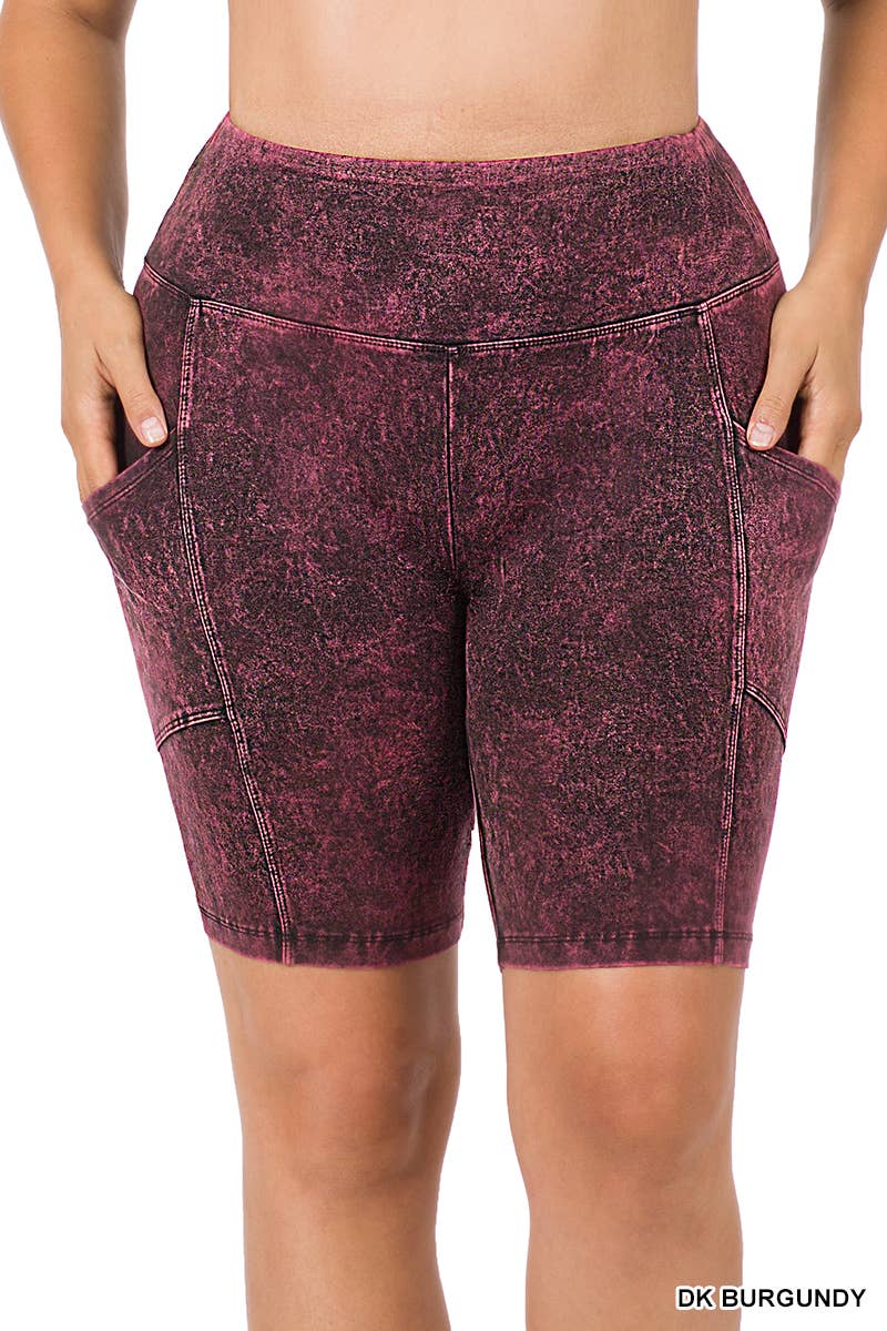 ._ SI-22150 PLUS SIZE MINERAL WASH WIDE WAISTBAND POCKET LEGGINGS