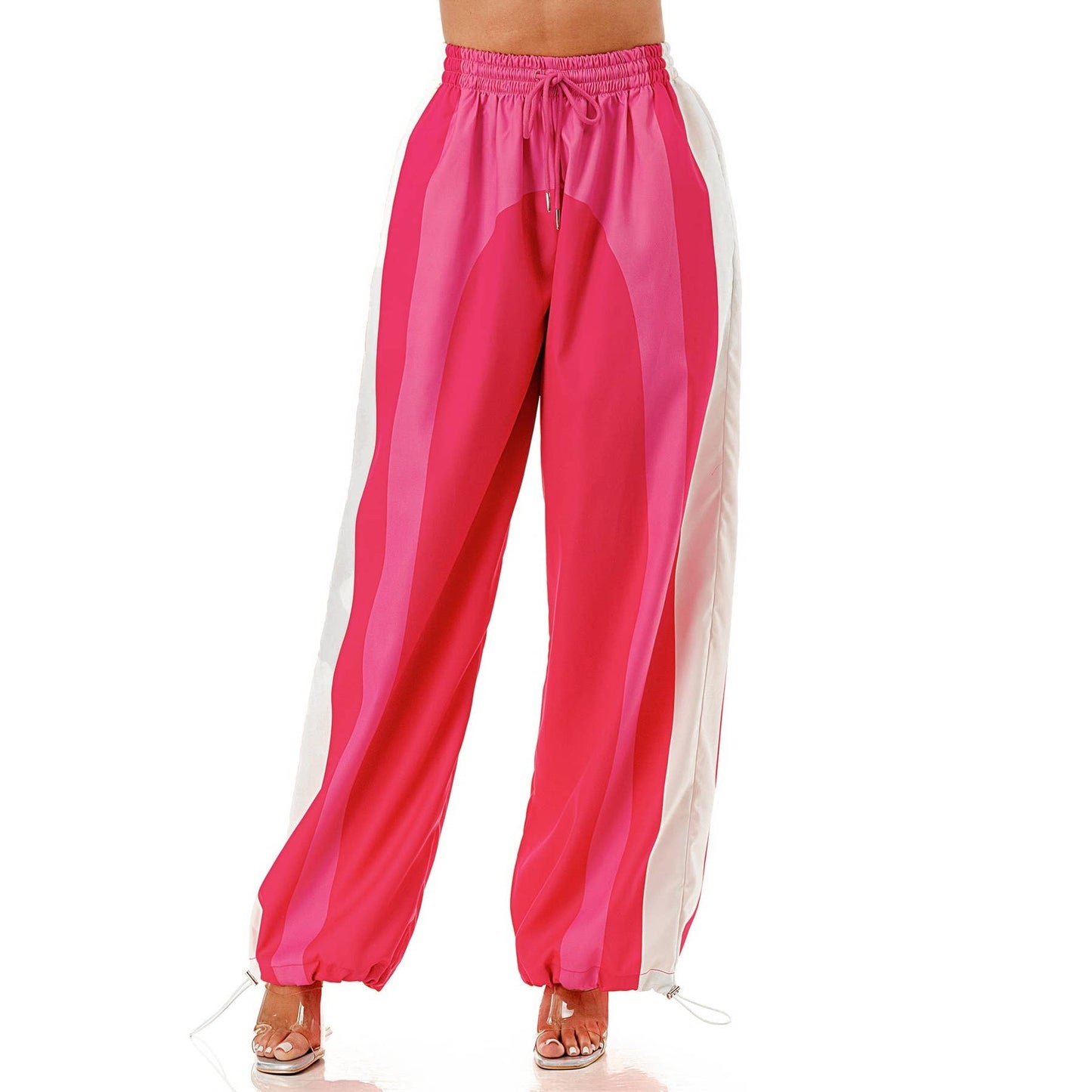 Plus Drawstring Elastic Waist Windbreaker Pants