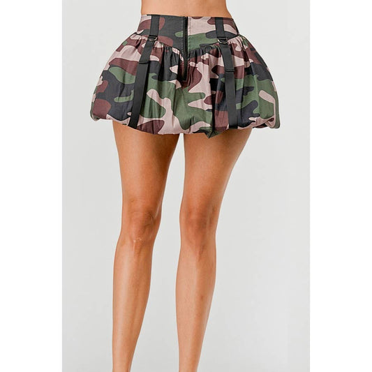 Plus Front Zipper Bubble Mini Taffeta Skirt