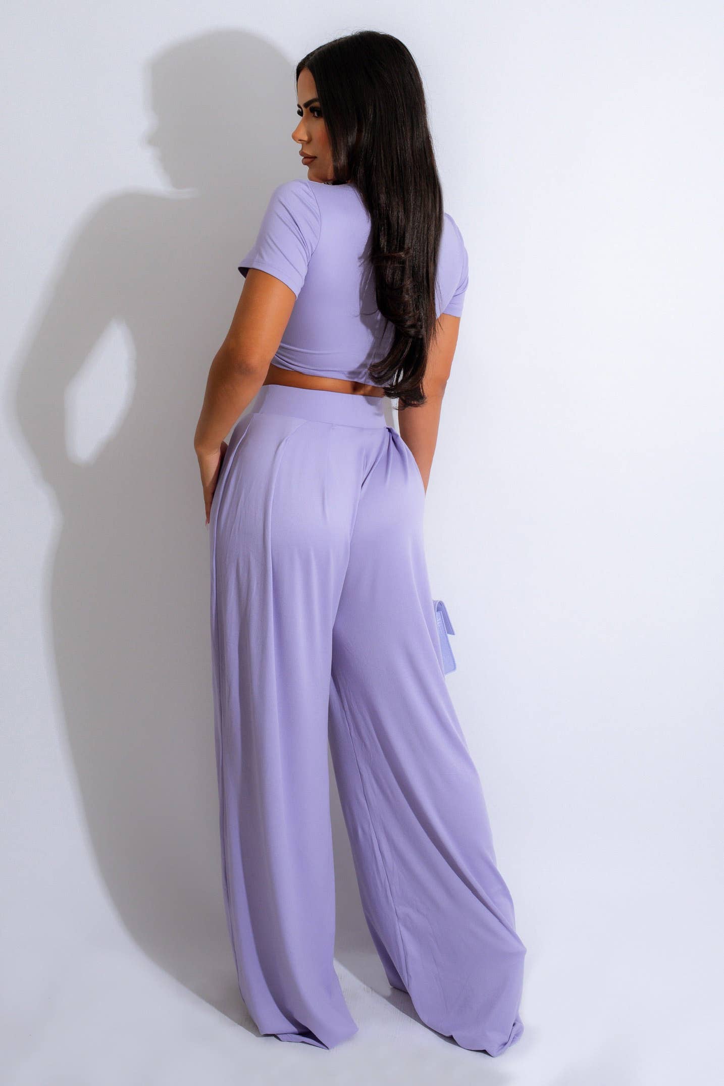 CROPPED TOP AND WIDE LEG PANTS SET