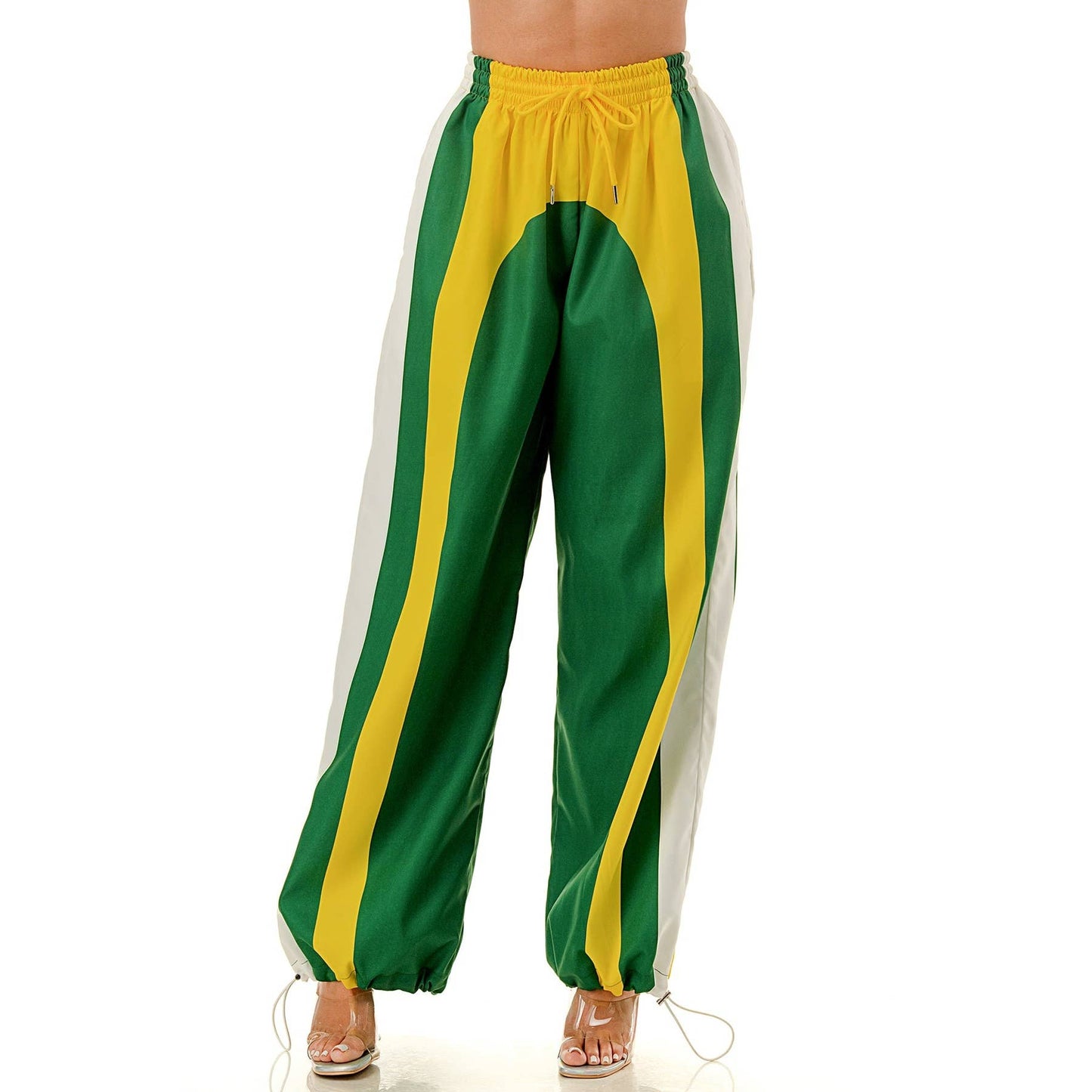 Plus Drawstring Elastic Waist Windbreaker Pants