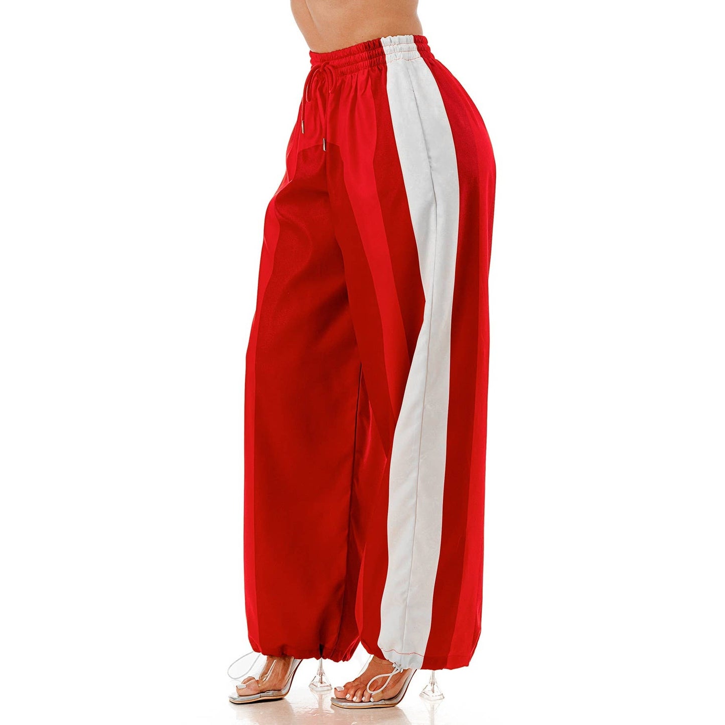 Drawstring Elastic Waist Windbreaker Track Pants