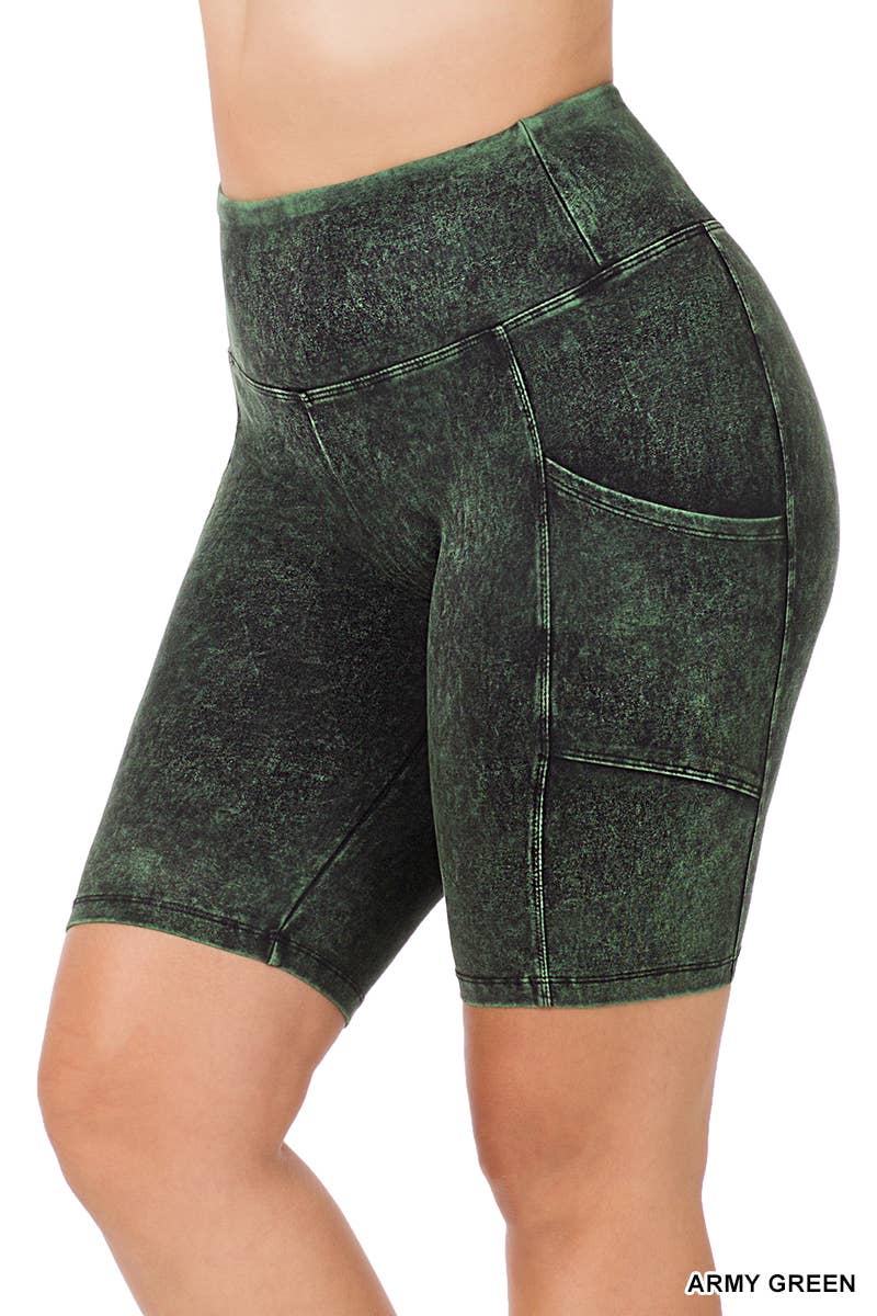 ._ SI-22150 PLUS SIZE MINERAL WASH WIDE WAISTBAND POCKET LEGGINGS